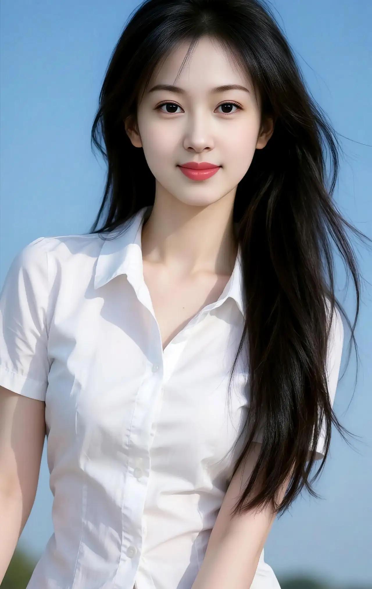 清新校园风，白衬衫少女，阳光下的微笑🍀💝🌟