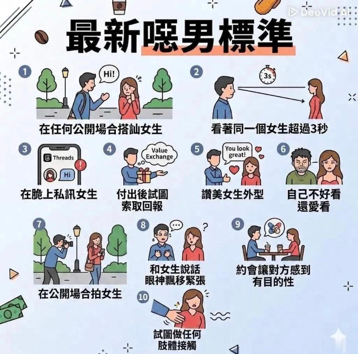 男孩子在外面一定要保護好自己，你的所有一舉一動在女生眼裡都是噁男