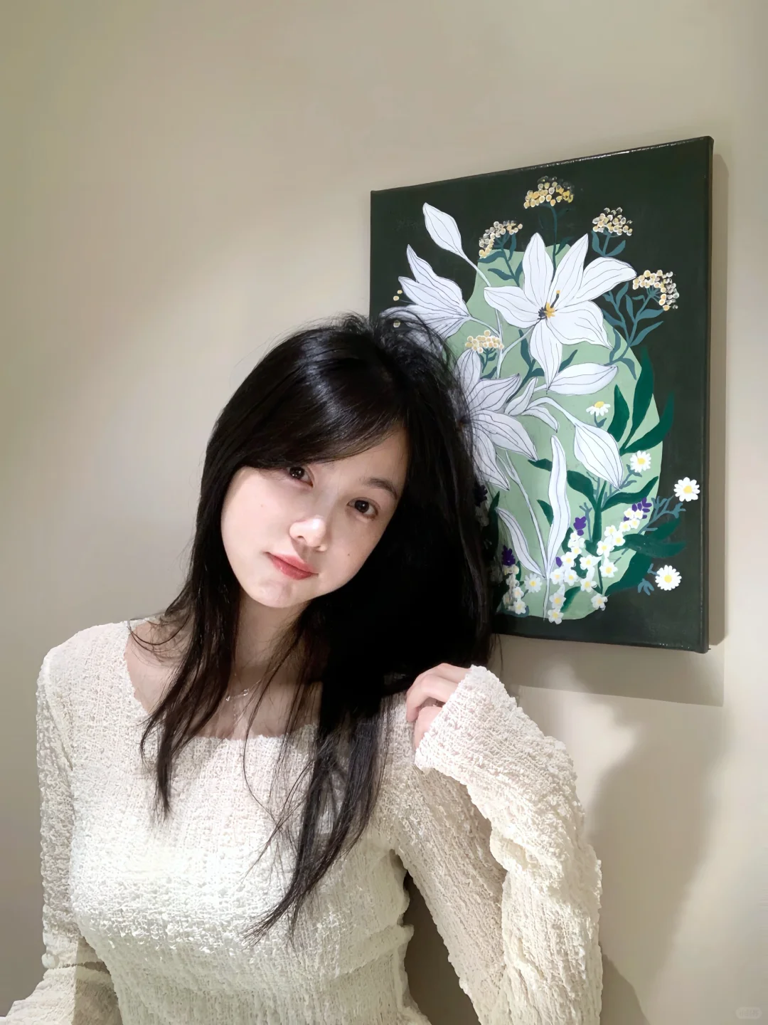 丙烯画•白百合