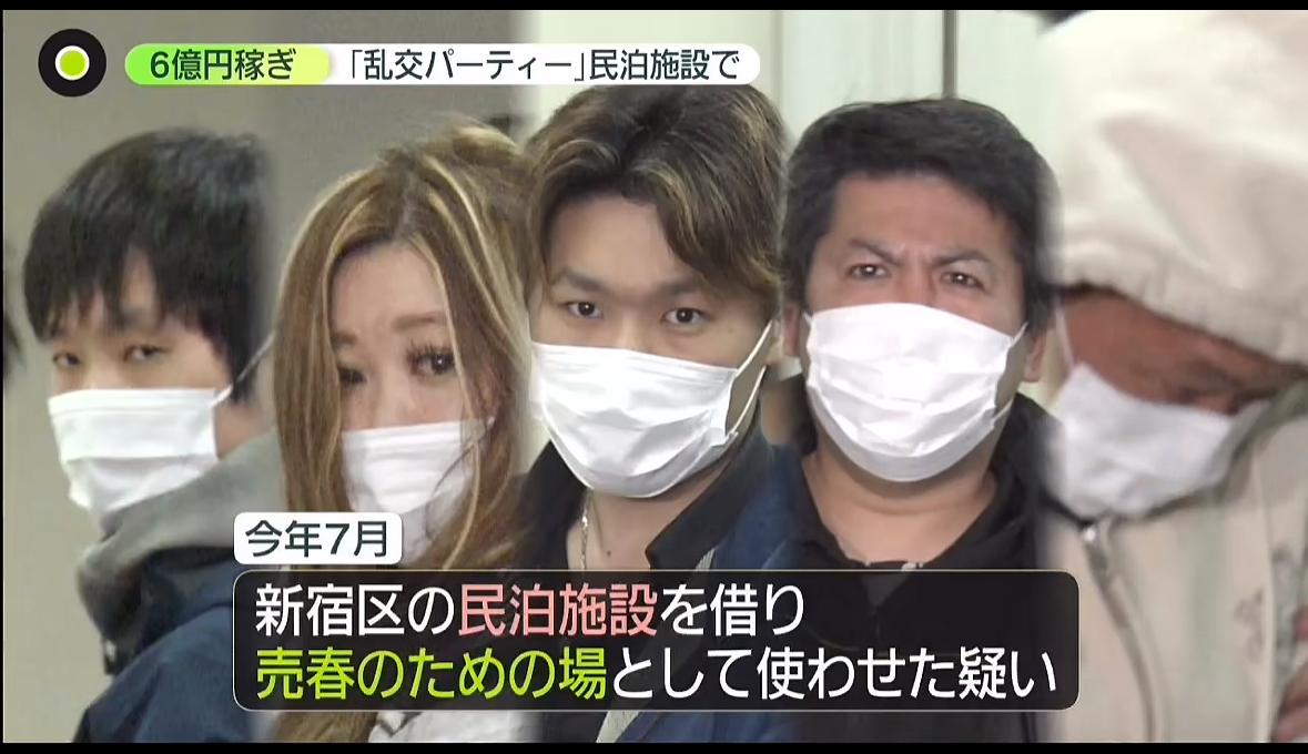 2025年7月警视厅收到举报有人在新宿民宿举办多人运动，警察行动抓捕了5人，据悉