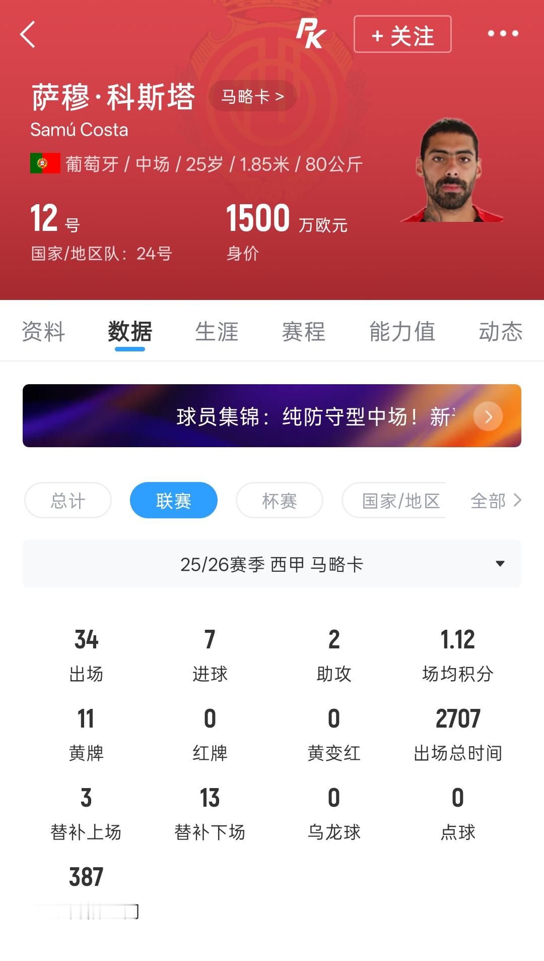 08月09日讯 官方消息，利雅得胜利签下25岁葡萄牙国脚后腰萨穆·科斯塔，据西班