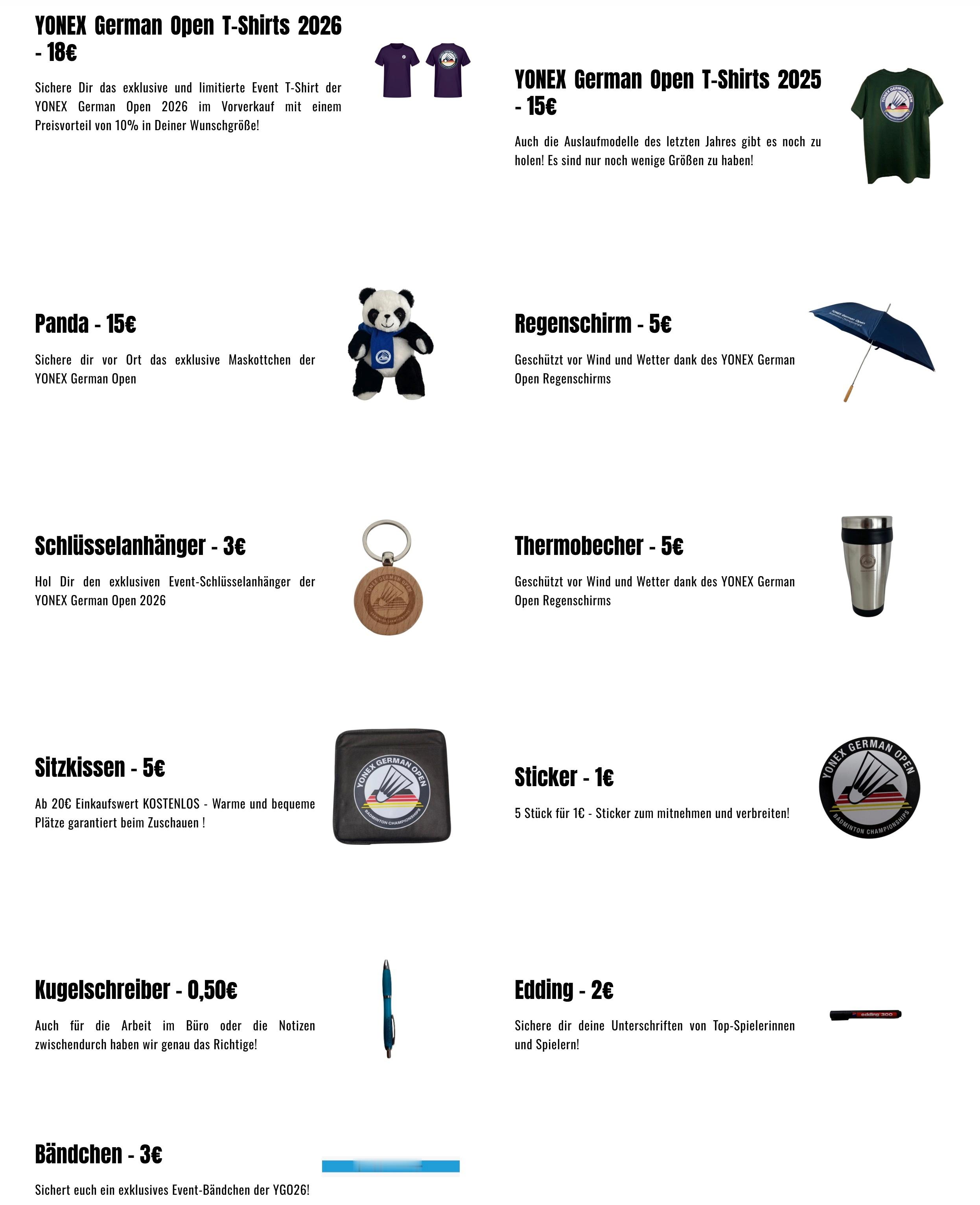 2026德公纪念品价格：限量T恤：18欧≈146人民币吉祥物熊猫：15欧≈121