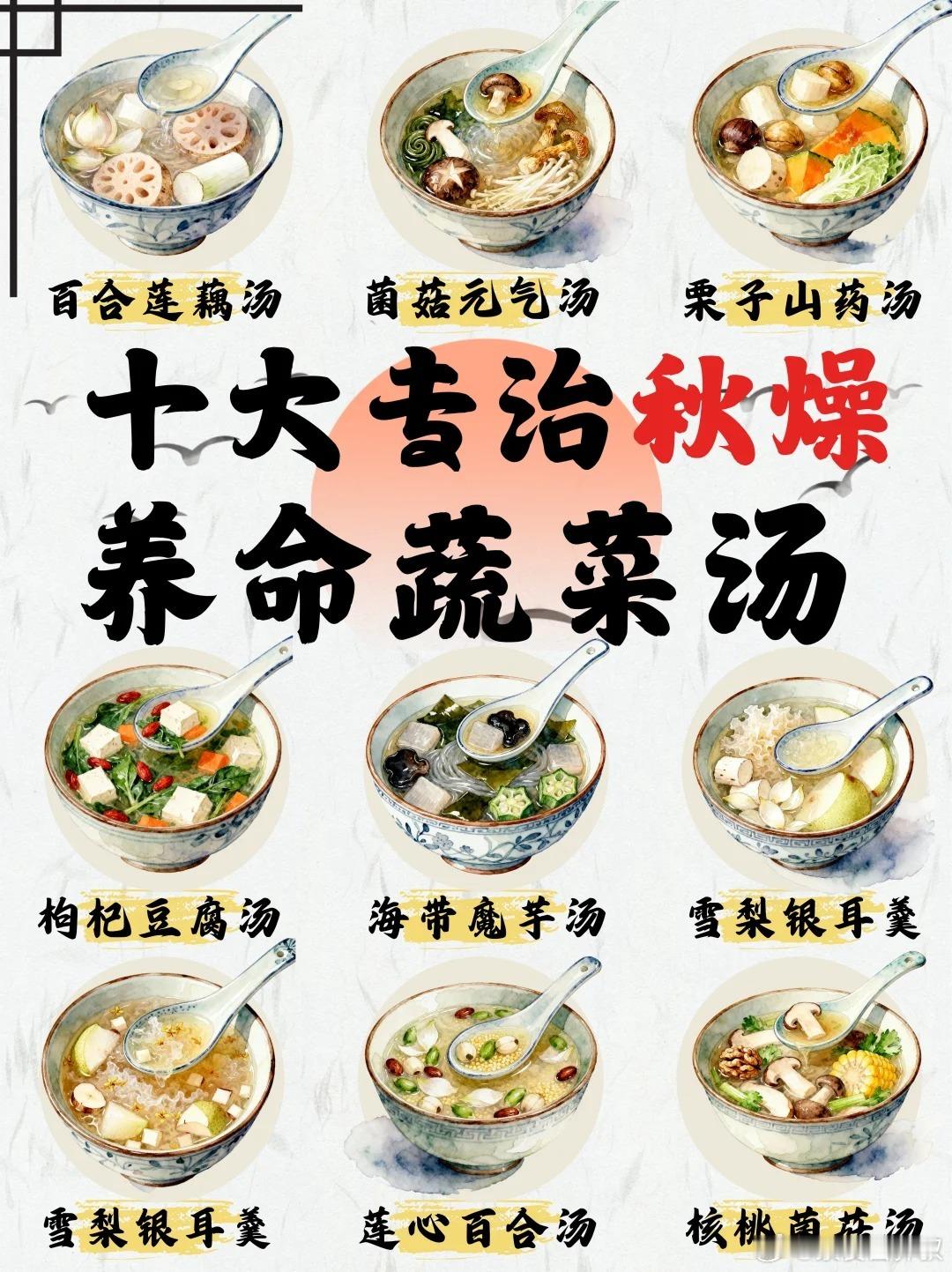 十大专治秋燥养命蔬菜汤 ​​​