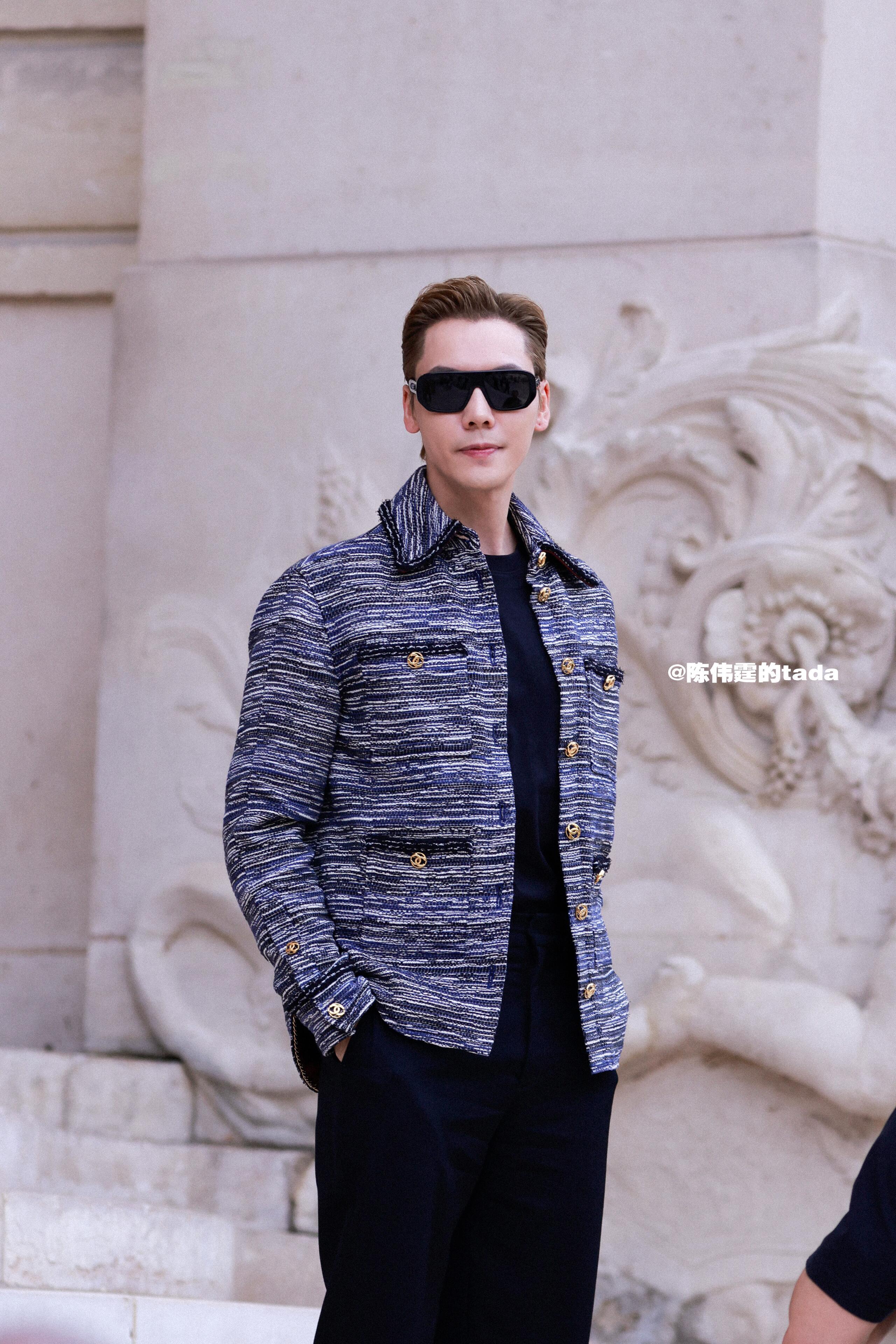 巴黎高定时装周  陈伟霆亮相CHANEL 26秋冬高定大秀，蓝色软呢外套清爽利落