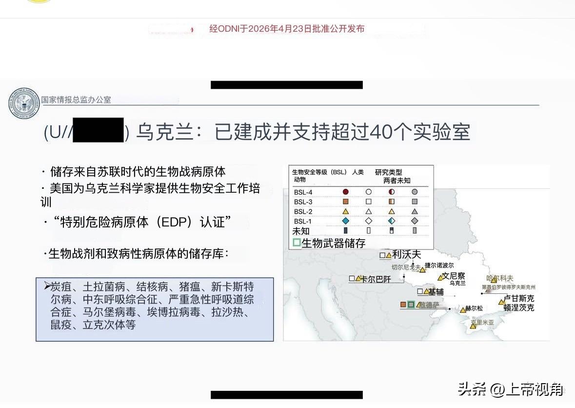 乌克兰建成超过40个生物实验室