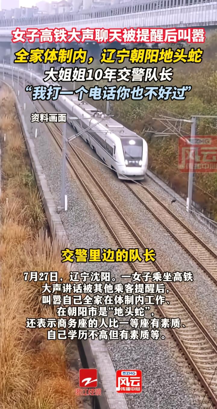 高铁车厢大声喧哗遭劝阻，女子当众放话全家都是体制内，底气究竟从何而来？
 
高铁