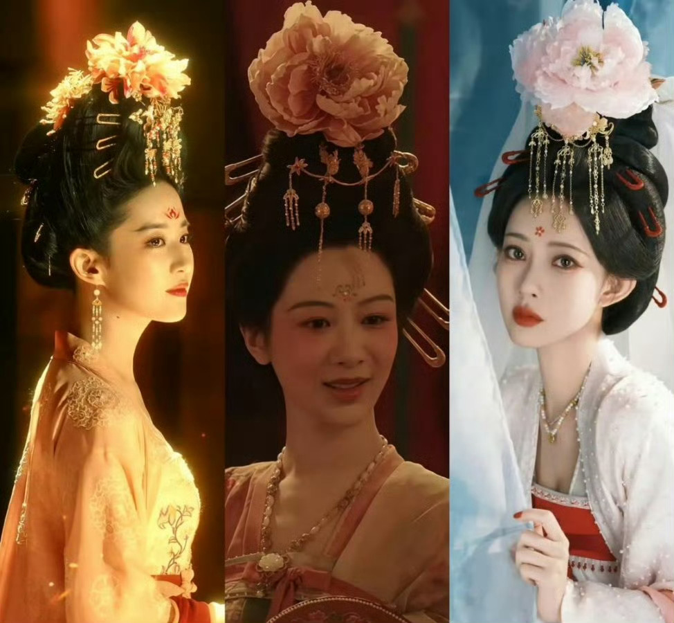 杨紫孟子义妆造，簪花仕女造型属于唐朝比较贵气的妆造…都是根据剧情以及剧组要求做的