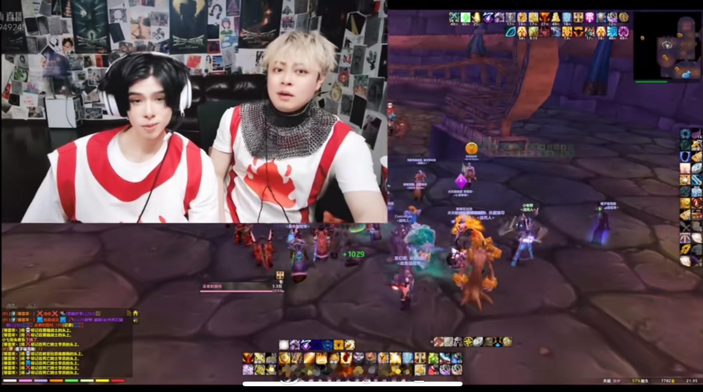 哈哈哈哈法老和雨哥直播打魔兽！给美颜拉满了法老