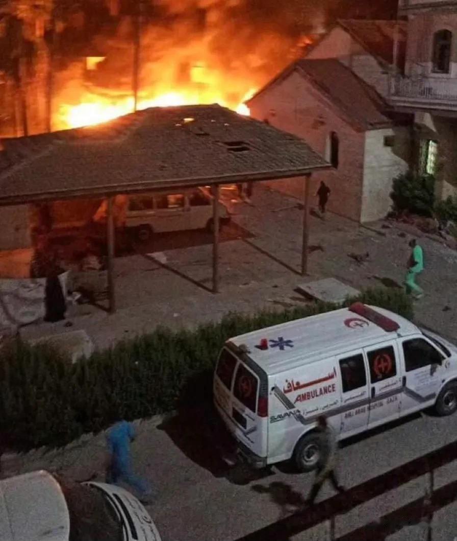 滔天罪行，加沙地带一所医院被炸，死亡超过500人，受伤人数更多，哈马斯指责是以色