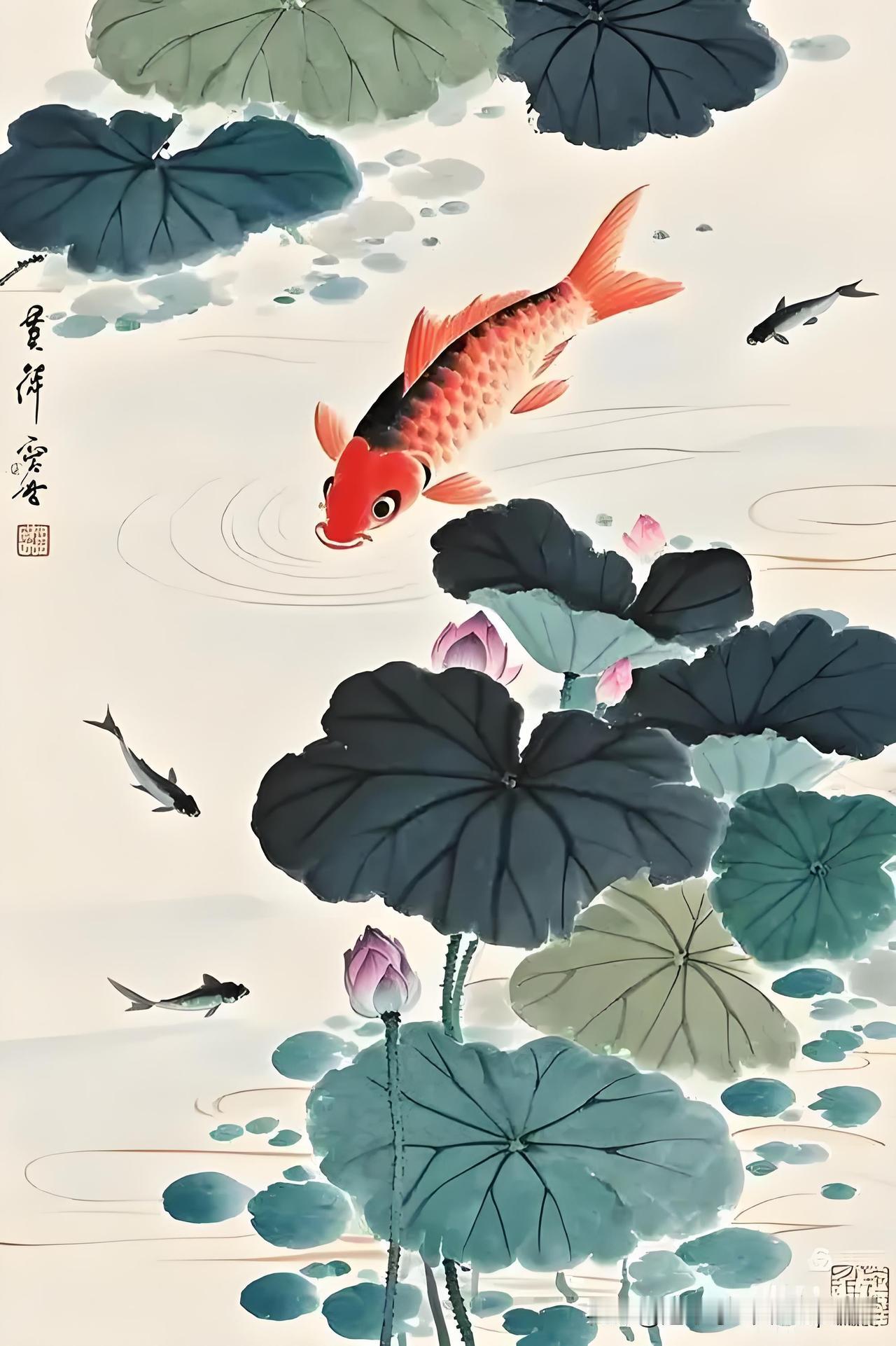 《观游鱼》
——唐·白居易
绕池闲步看鱼游，
正值儿童弄钓舟。
一种爱鱼心各异，