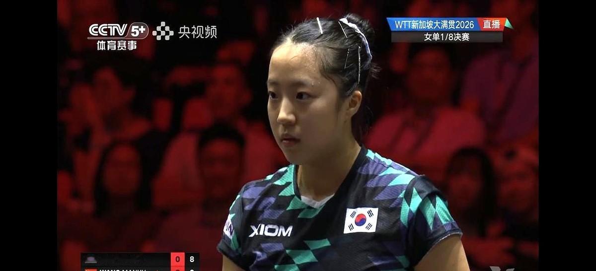 乒乓球比赛打出21-19，差点以为在看羽毛球。

新加坡大满贯，王曼昱对阵韩国一