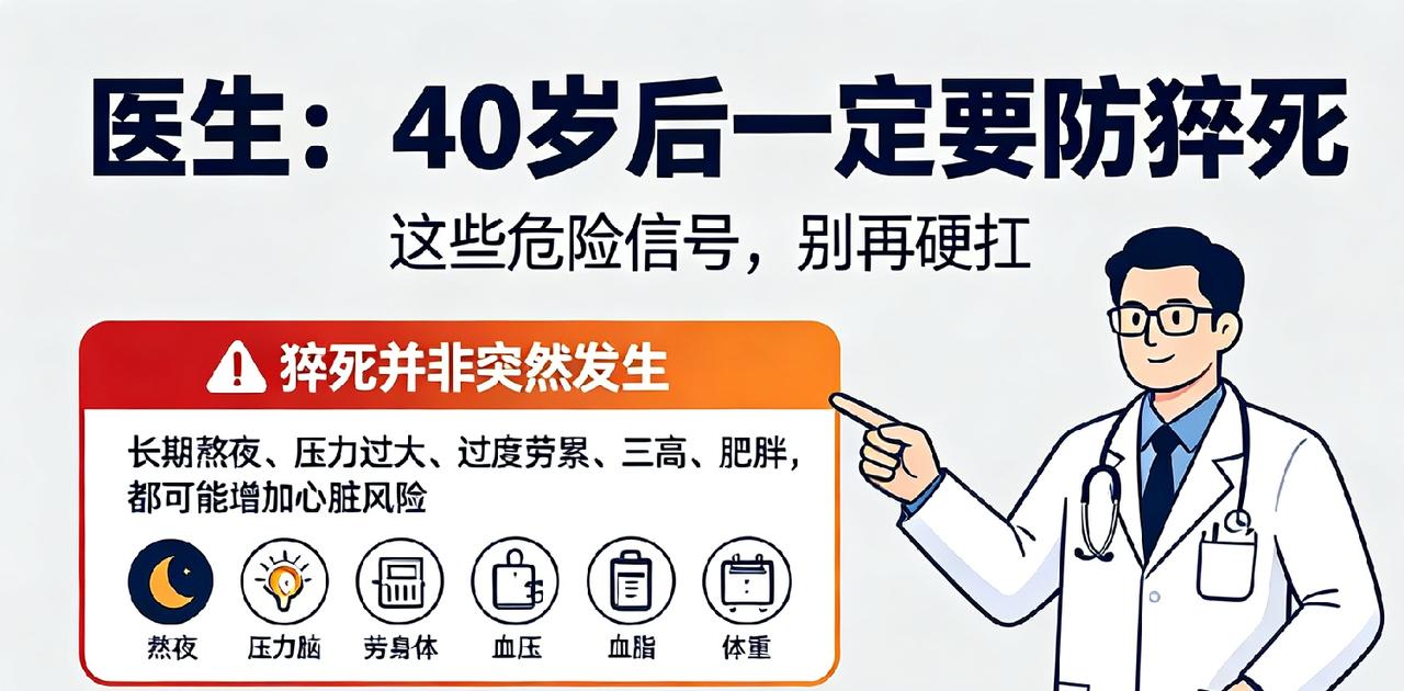 医生提醒：40岁后一定要防猝死，很多人忽视这些信号
 
人到40岁，身体机能开始