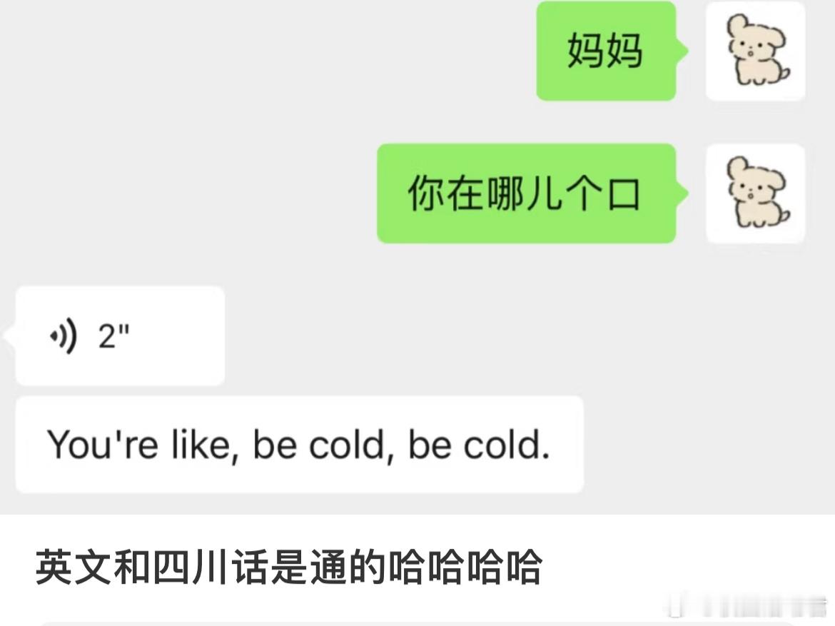 英文和四川话是通的哈哈哈哈 ​​​
