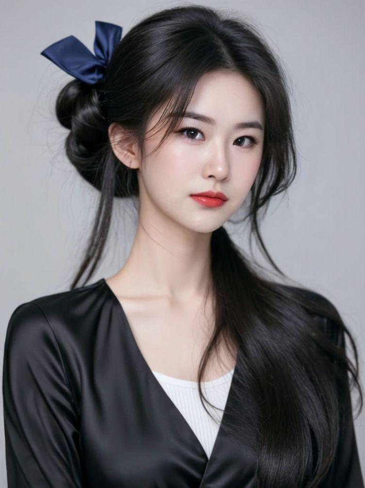 AI丝带黑裙写真