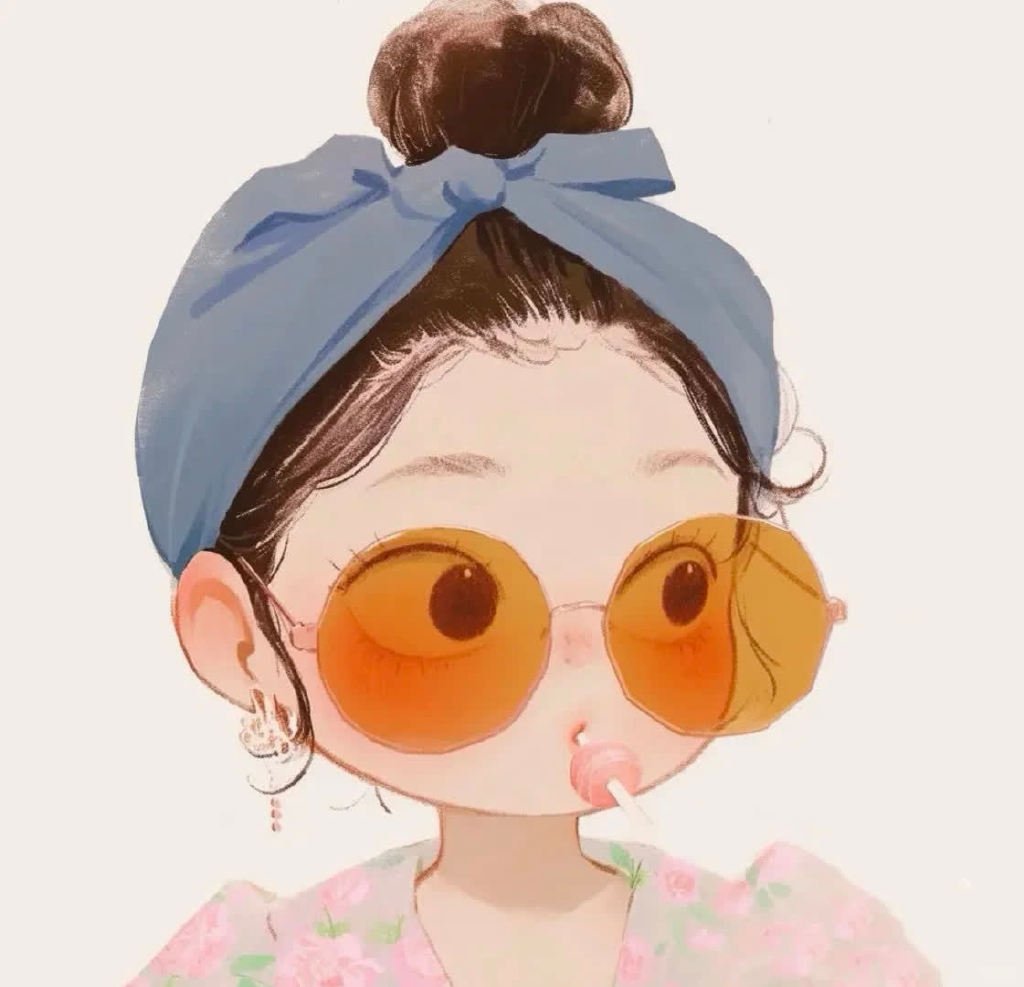 少女插画头像 