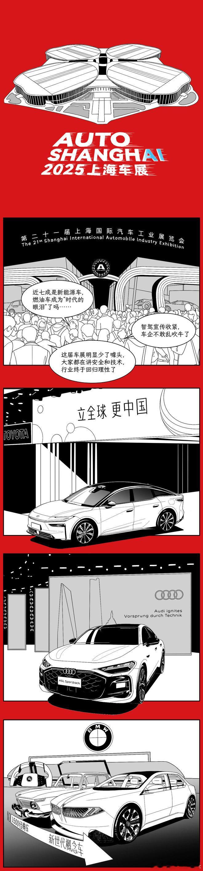我们把上海车展画下来了｜汽势漫画2025上海国际车展汽势漫画 ​​​
