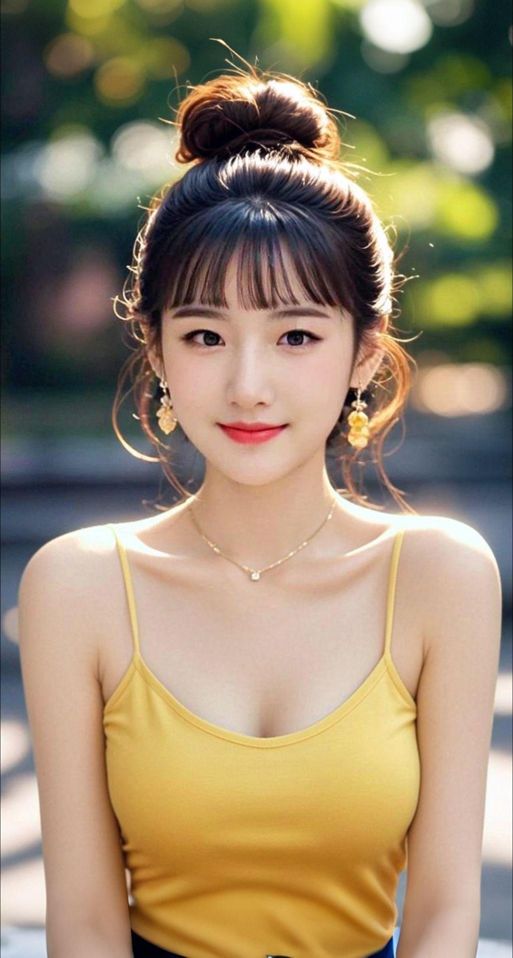 AI扩图 AI黄衫佳人