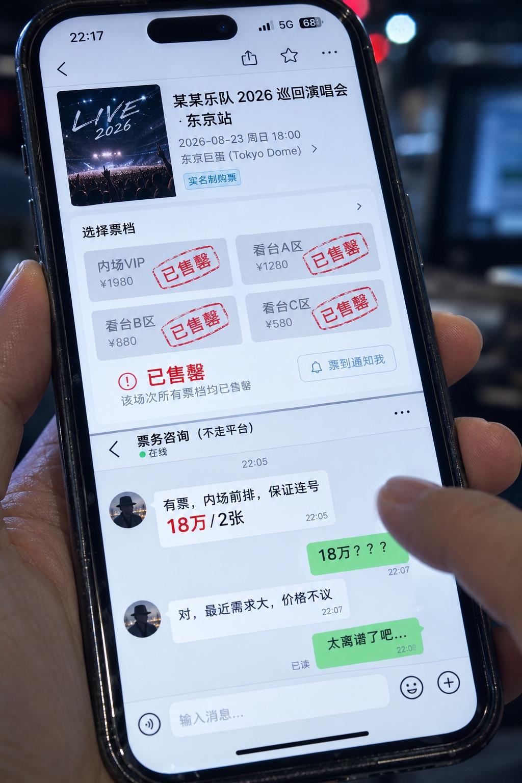 1880的票炒到18万，黄牛这生意比贩毒还暴力。

澳门银河综艺馆，7月16到1