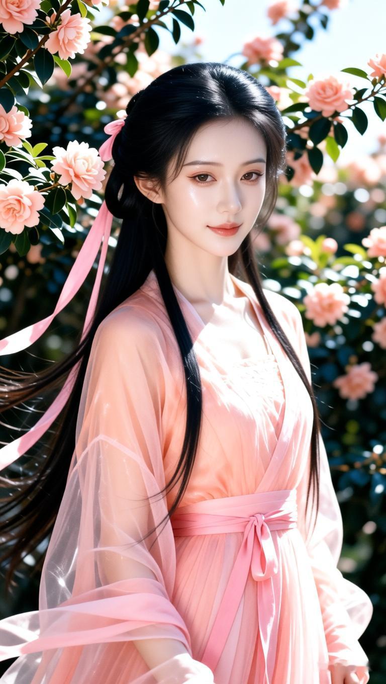 粉嫩少女，花间漫步，仙气飘飘🌸💕