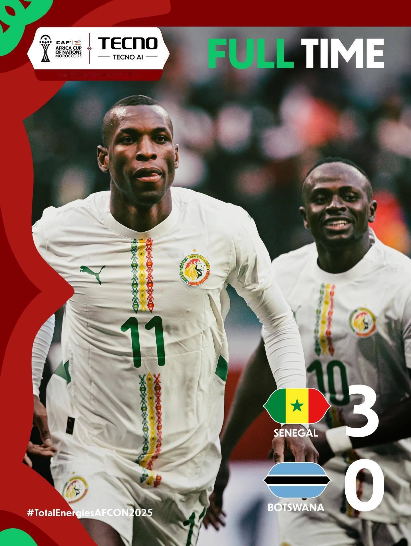 非洲杯 小组赛：塞内加尔3：0战胜博茨瓦纳队。🎖️ 塞内加尔队前锋尼古拉斯·杰