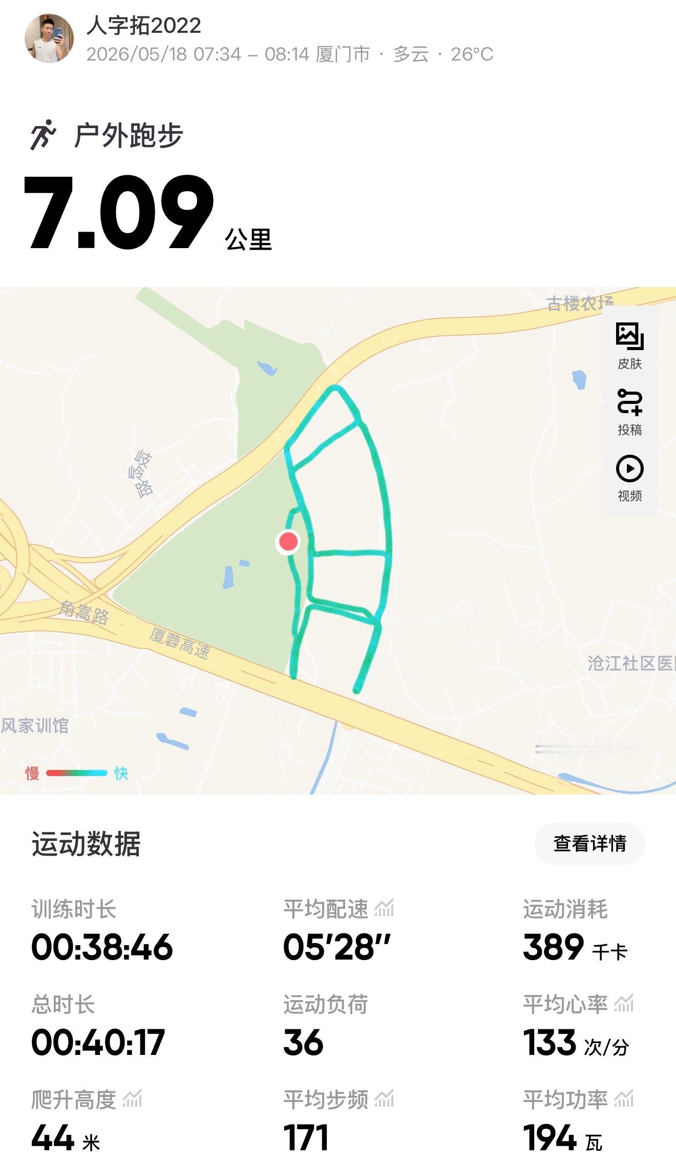 跑步即刻开跑 719今天的太阳格外的晒，今年的天气变化多端，前两天还有点冷，今天