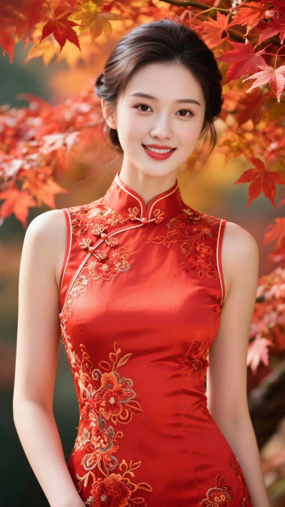 丹枫秋韵
 
丹枫叠影染秋光，满树红绡覆晓霜。
枝间晴日浮金影，叶畔清风送浅凉。