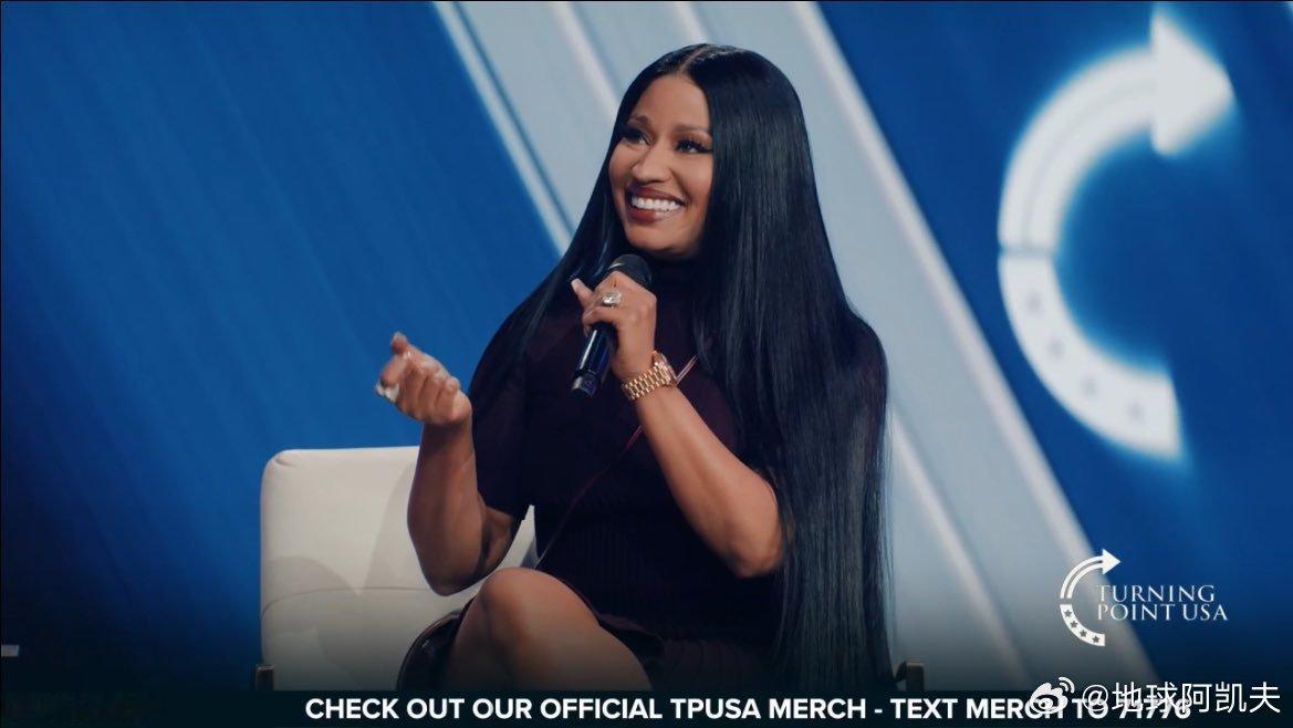 ‼️美国说唱女王Nicki Minaj现身保守派节目Turning Point，
