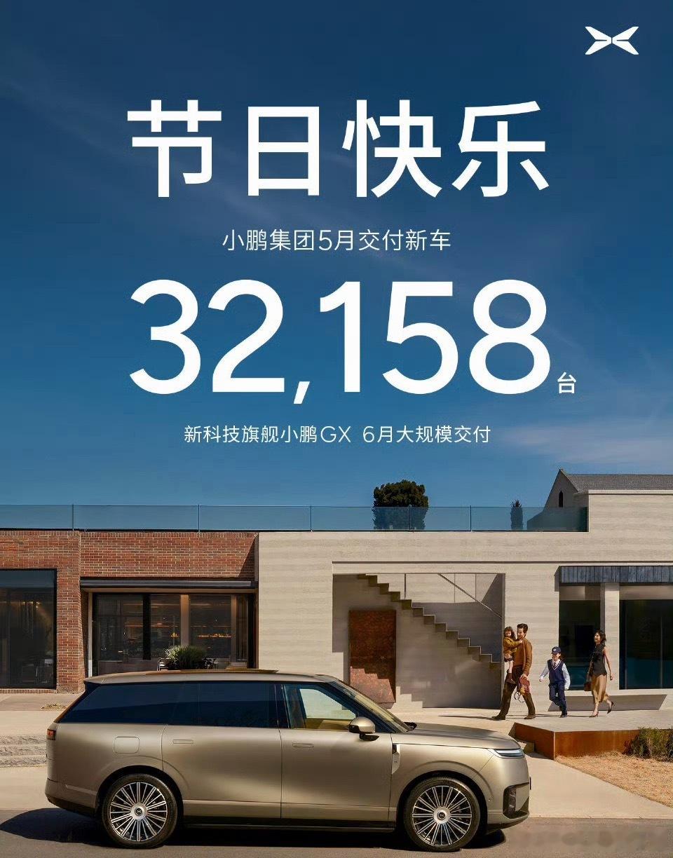 小鹏5月交付新车32158台来看小鹏5月战绩：单月交付32158辆，创下年内新高