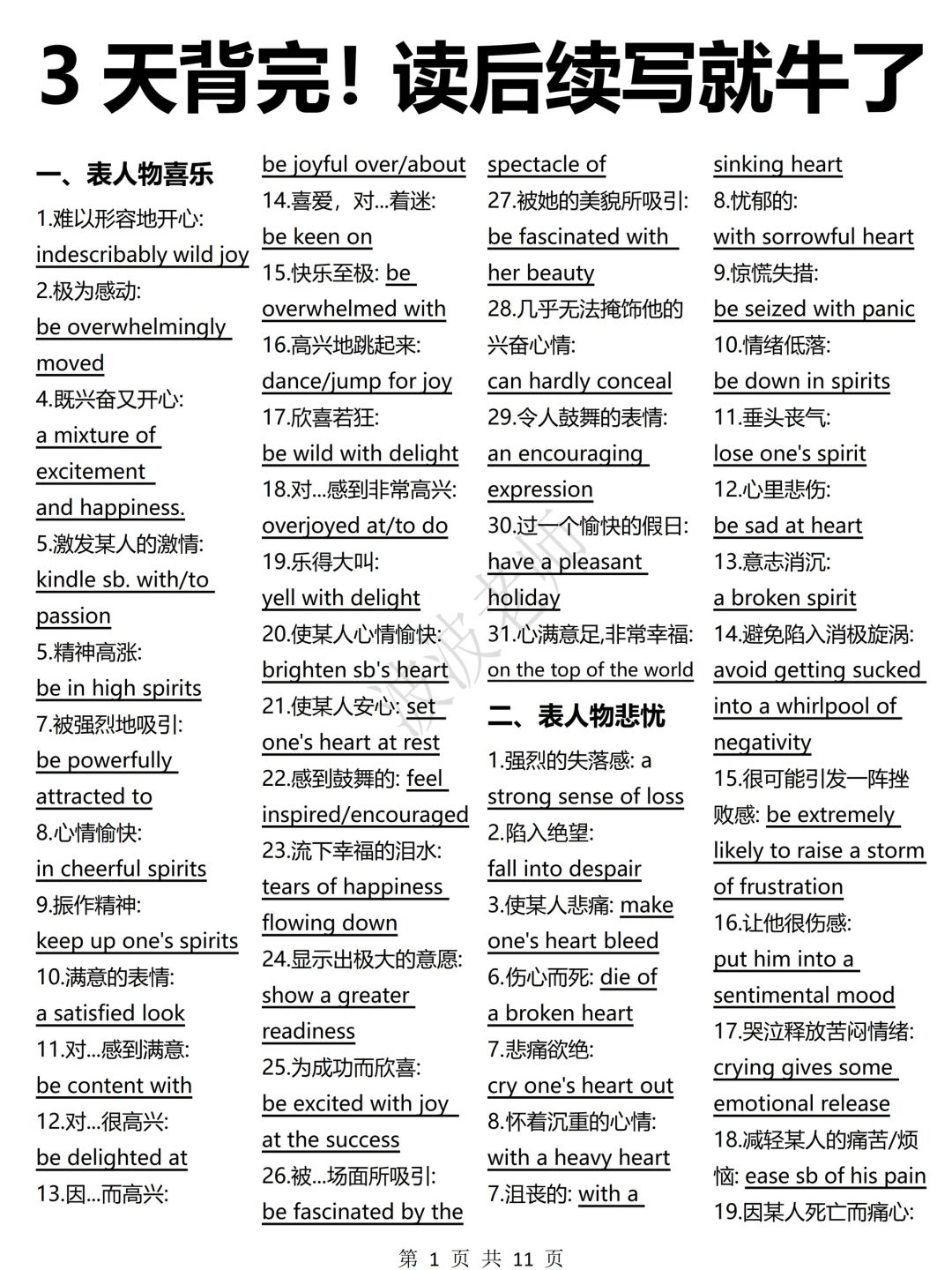 读后续写‼️满分高分素材积累！一次性搞定！