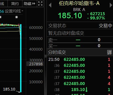 美股突发技术性问题，巴菲特的公司暴跌99.97%，市值从1万亿美元跌到1亿美元。