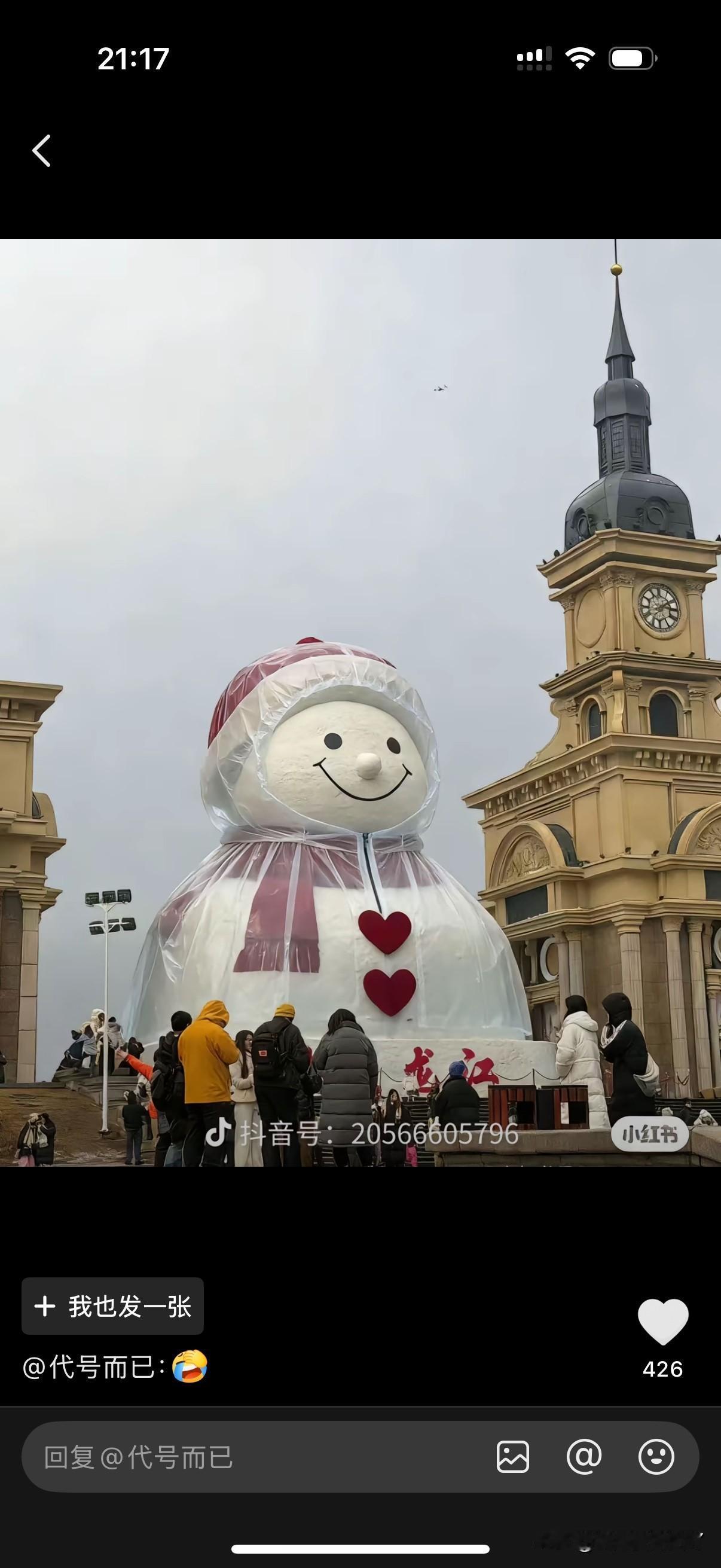 南方人的嘴真的跟开了光一样[捂脸]昨天在评论区问如果下雨了堆的雪人还有冰雕会不会