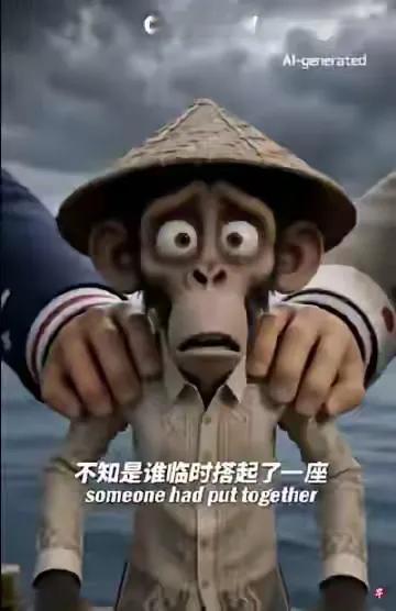 猴子被两只大手丢向南海，又被水炮喷回了老家，哈哈哈。这是中国日报发的，咱也可以放