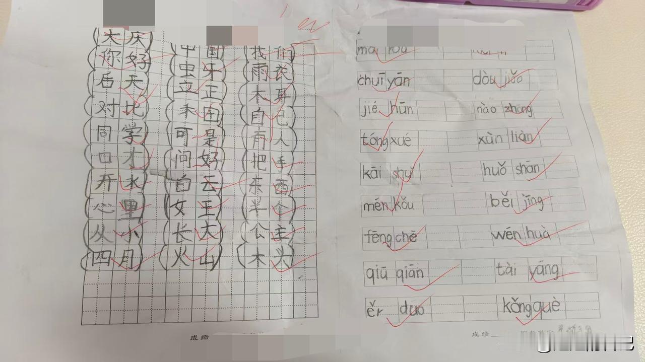 我孙女，幼儿园大班，第一次考试100分，关键是，这么小的孩子，字已经很不错了，拼