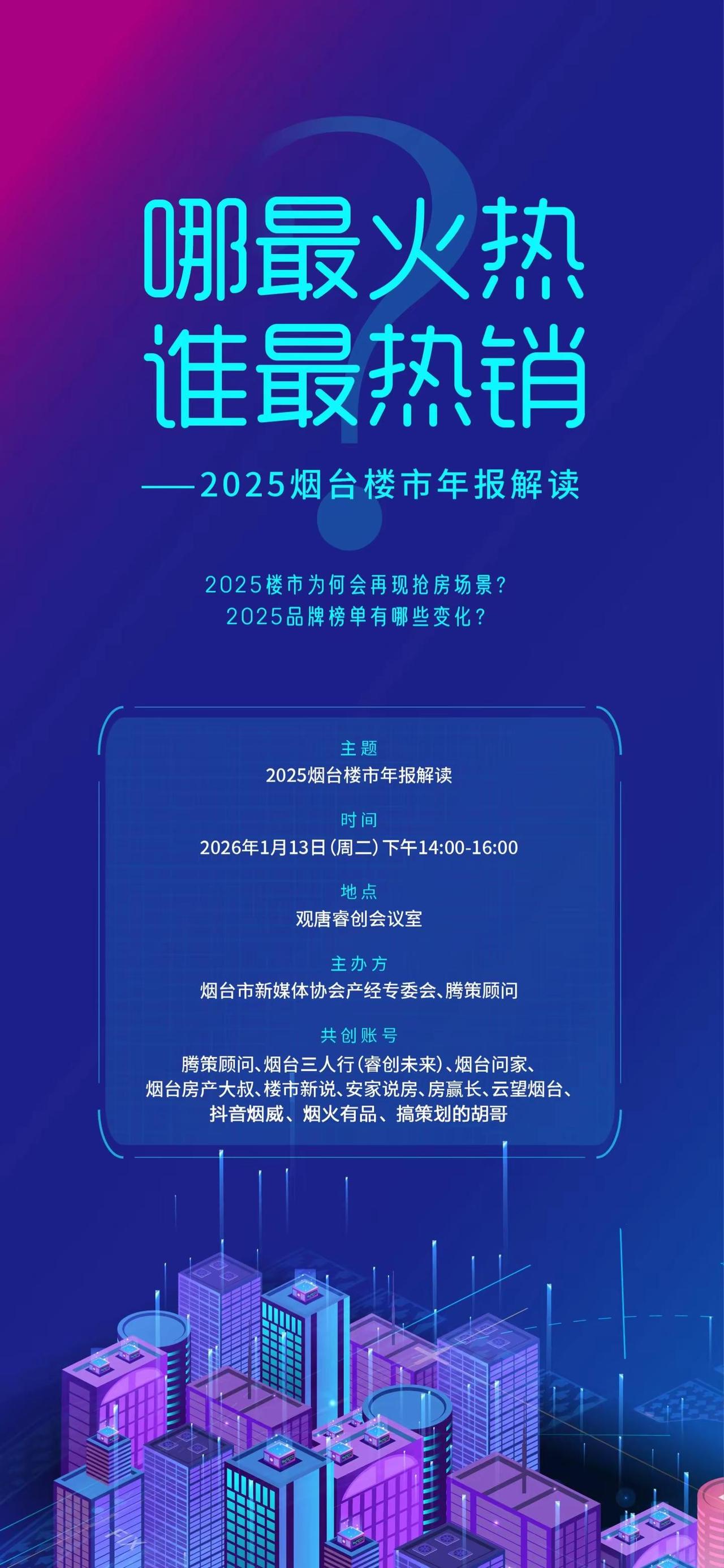 2025烟台楼市年报解读。2025烟台楼市年报解读，1月13日下午两点开始，敬请