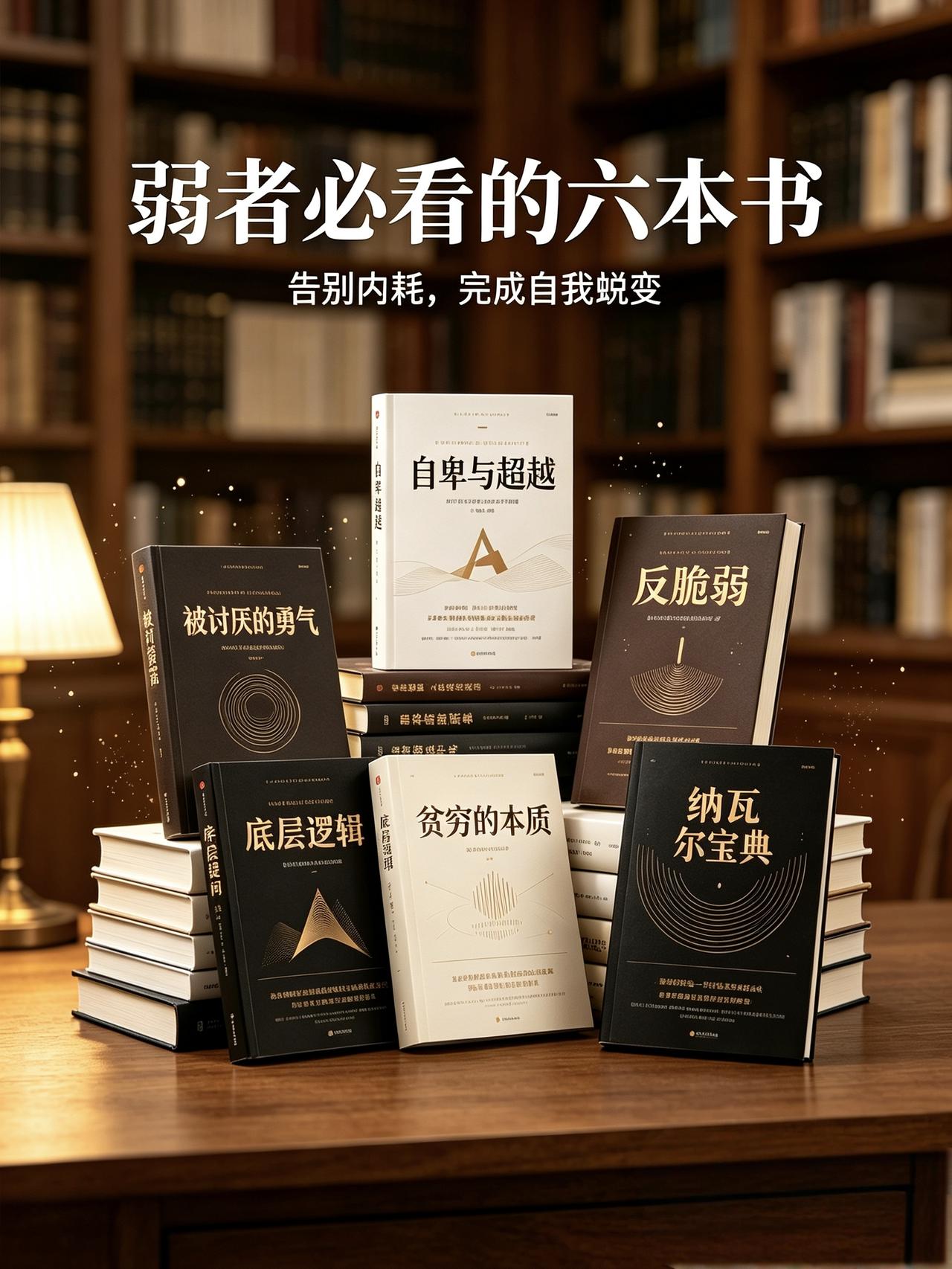 弱者必看的六本书，帮你告别精神内耗，实现自我蜕变。《自卑与超越》读懂内心，《被讨