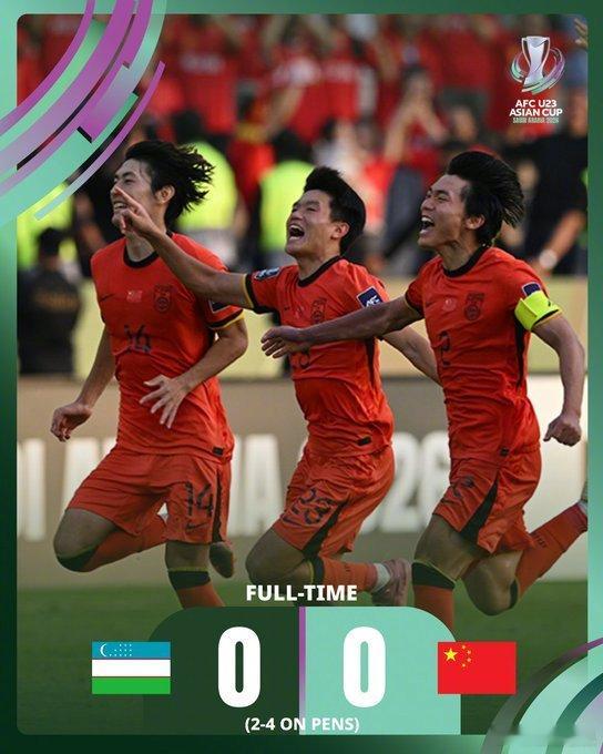 【U23男足晋级四强 ，男足各级国字号时隔22年重返亚洲4强！】另外，国足U23