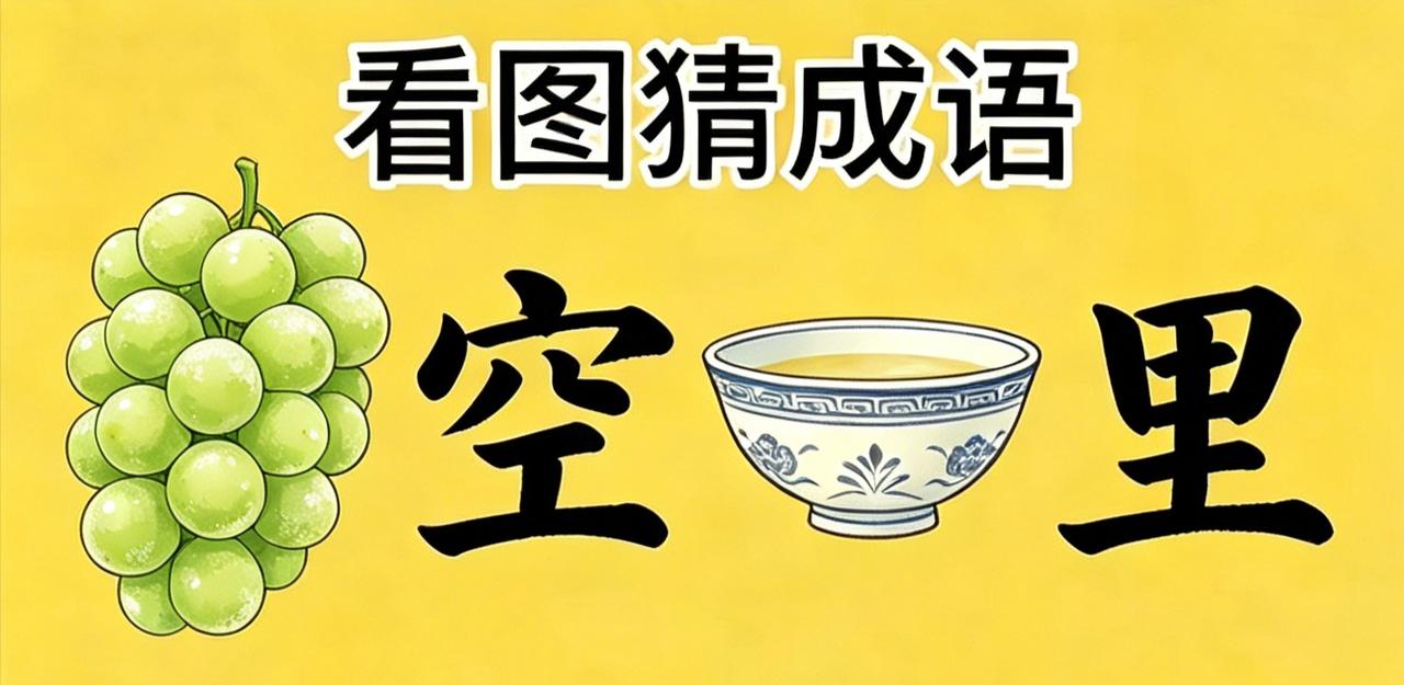 这是什么成语？一串葡萄和一个碗，还有一个“空”和“里”字，就组成了一个成语。聪明
