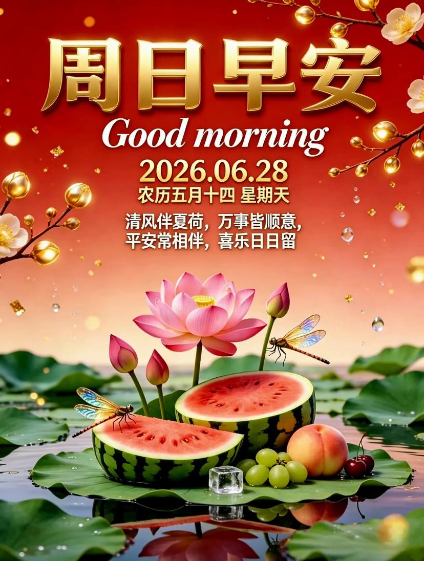 🌺2026./6.28晨伴盛夏.喜乐绵长🌺

🌿🌸晨晓夏风微凉，骄阳慢慢