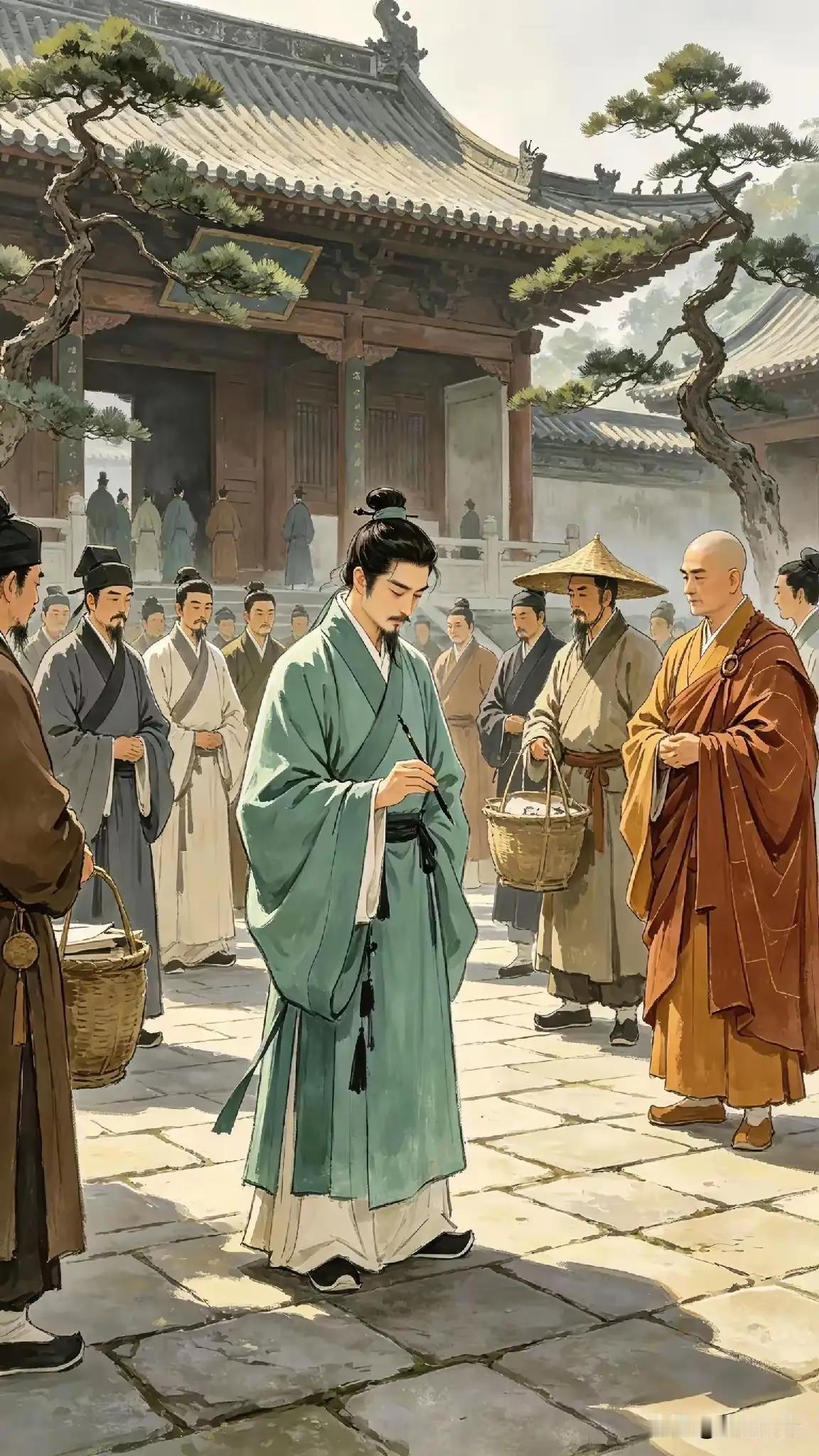 上联：蝉林鸟栖香渺飘
下联：古刹敲钟送客迟