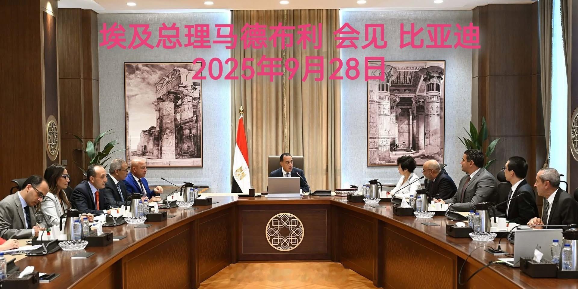 2025年9月28日，埃及总理马德布利会见比亚迪代表团一行，洽谈深入合作！ ​​