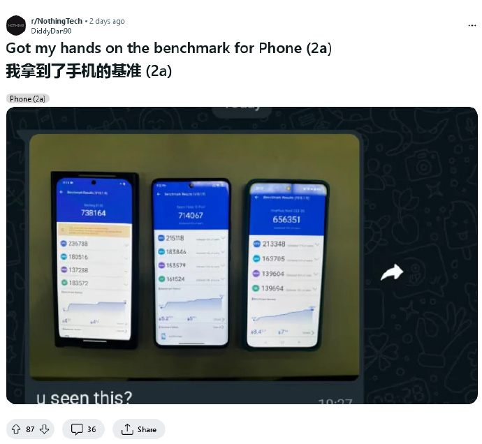 Nothing Phone 2a 手机跑分和保护套渲染图曝光：确认天玑 7200