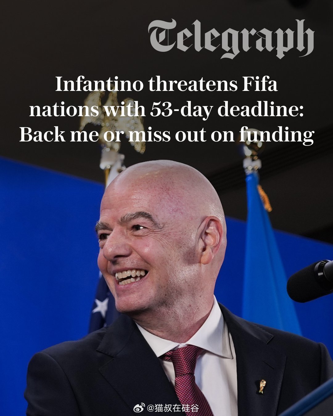 面临巨大压力的国际足联（FIFA）主席詹尼·因凡蒂诺（Gianni Infant