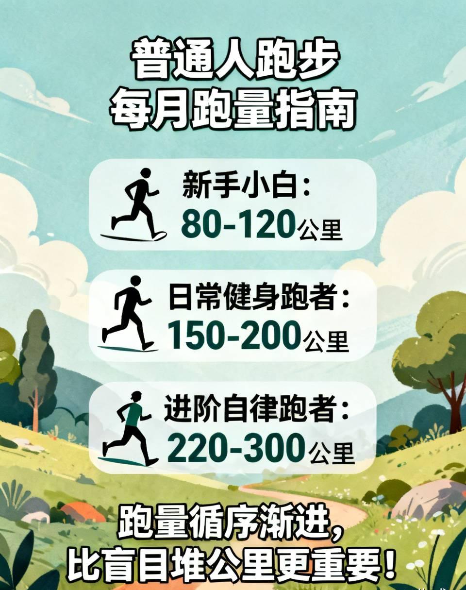 很多人问，普通人每月跑多少公里最科学、而且不伤身还能稳步变强？
 
标准答案来了