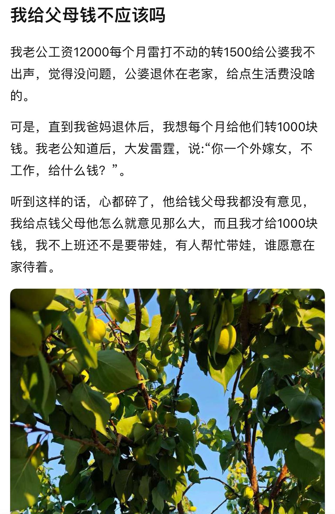 女人还是尽量出去工作，不然家里地位很被动。这事儿说到底还是家庭地位卡在钱上，女人