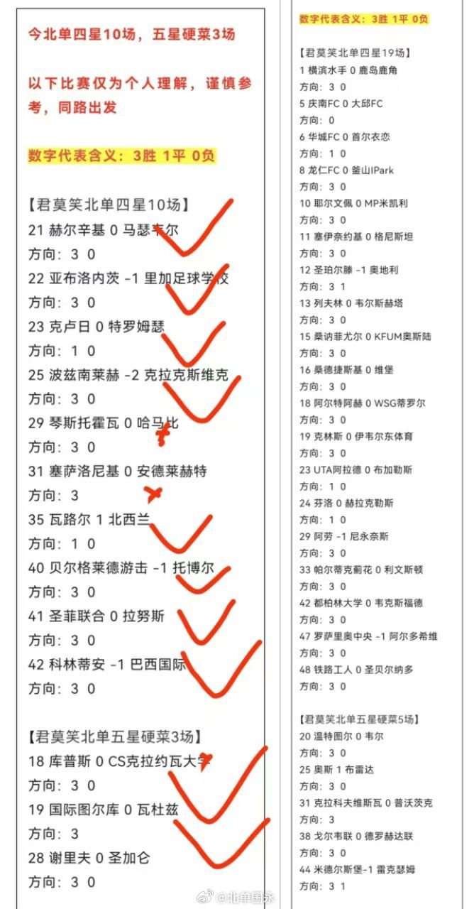 北京单场 北单8月7日扫盘🔥 