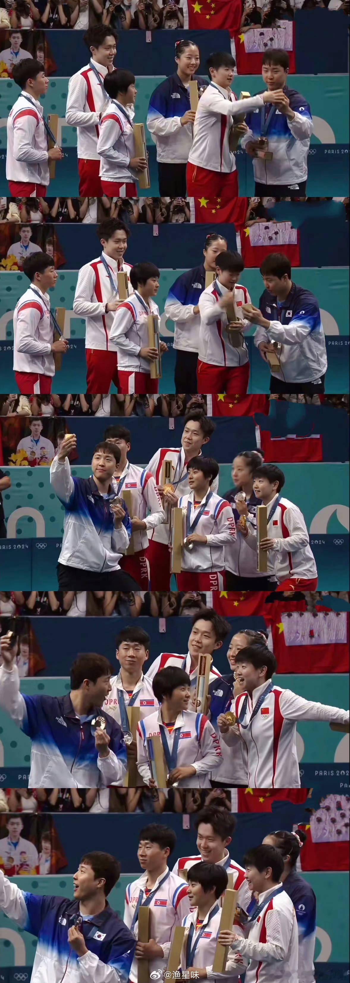 #朝鲜韩国选手互动# 这一幕太温馨了，看得我尸体暖暖的[哇] ​​​