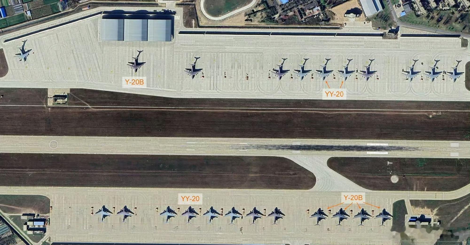 中部战区空军某场站的23架运20，其中包括5架运-20B和4架运油-20。未来中