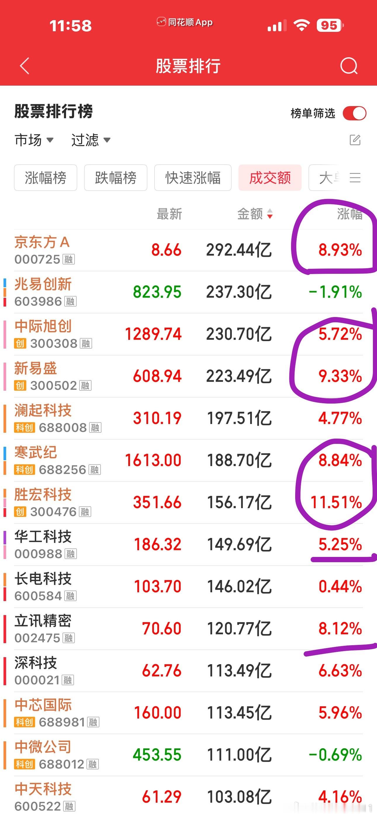 立讯太鸡贼了，杀太狠，不卖也回本了。前几天成交额榜都是半导体，存储芯片，今天光王