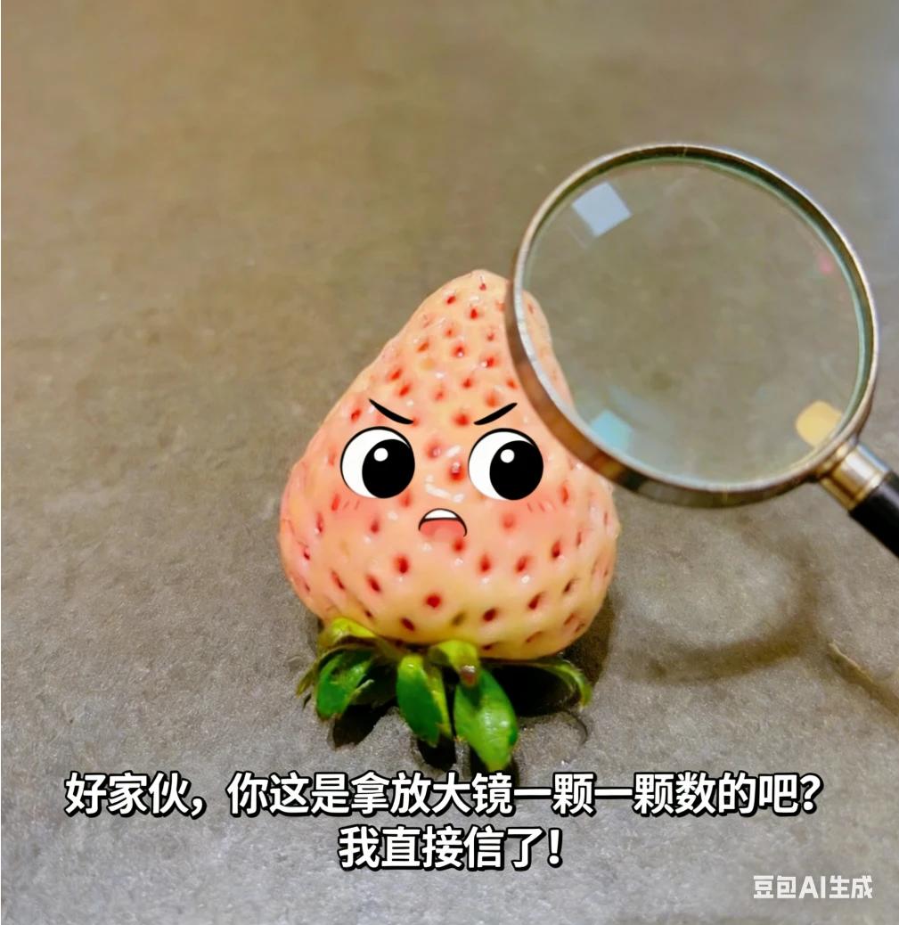 旺财妈妈的草莓梗超有趣，必须支持一拨，我回复旺财妈妈:“没错，我数了三遍，确实是