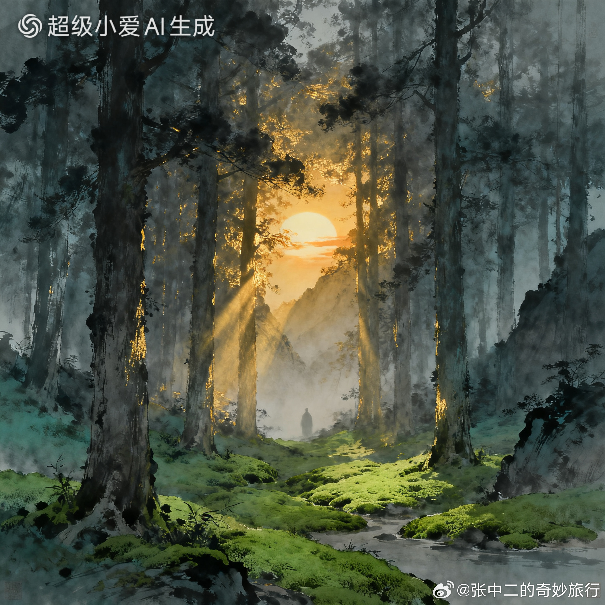 我让AI根据王维的《鹿柴》，画一幅图。豆包，超级小爱，智谱清言的画的图如下，大家